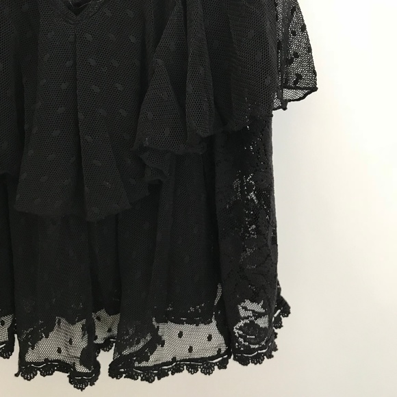 Free People Black Lace Crop Tiered Cami Top - Picture 4 of 5